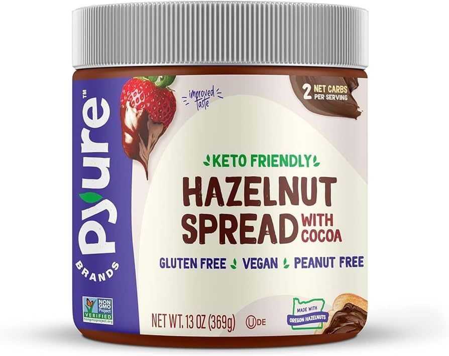 Pyure Hazelnut Spread with Cocoa 2 Net Carbs Keto Snack Gluten-Free, Peanut Free, Plant-Based Haz... | Amazon (US)