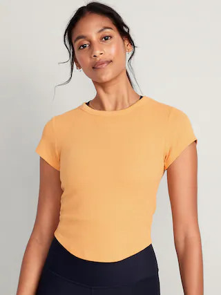 Short-Sleeve UltraLite Cropped Rib-Knit T-Shirt for Women | Old Navy (US)