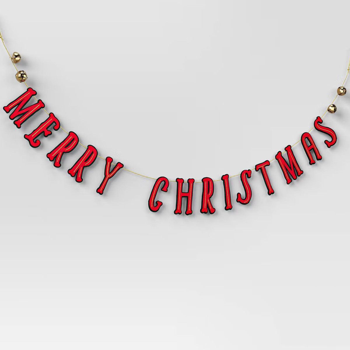 6' Fabric 'Merry Christmas' with Bells Decorative Wall Garland Red - Wondershop™ | Target