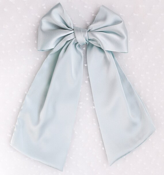 Angelina Large Silk Hair Bow in Pastel Blue Girls hair bow, blue hair bow, birthday hair bow, eas... | Etsy (US)