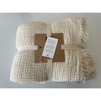 100% Cotton Muslin Throw Blanket 4 Layers Bedspread Soft Turkish Bed Cover Reversible Coverlet Cream | Etsy (US)