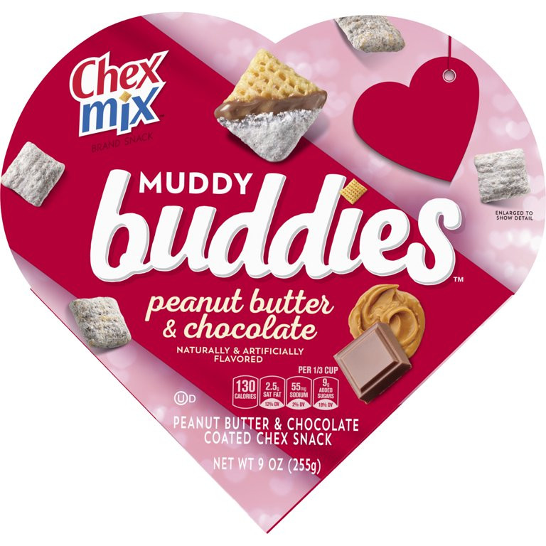 Chex Mix Muddy Buddies, Peanut Butter and Chocolate, Heart Shape Box, 9 Oz | Walmart (US)