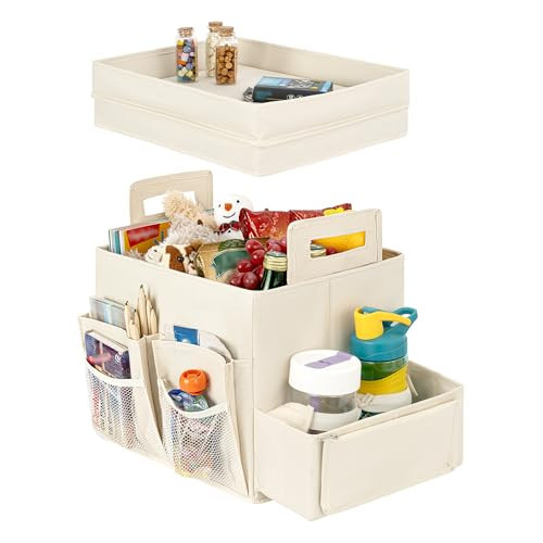 StorageWorks Trunk Organizer for Car, Car Organizer with Lid, Seat Back Storage, Medium, Beige, 1-Pack | Amazon (US)