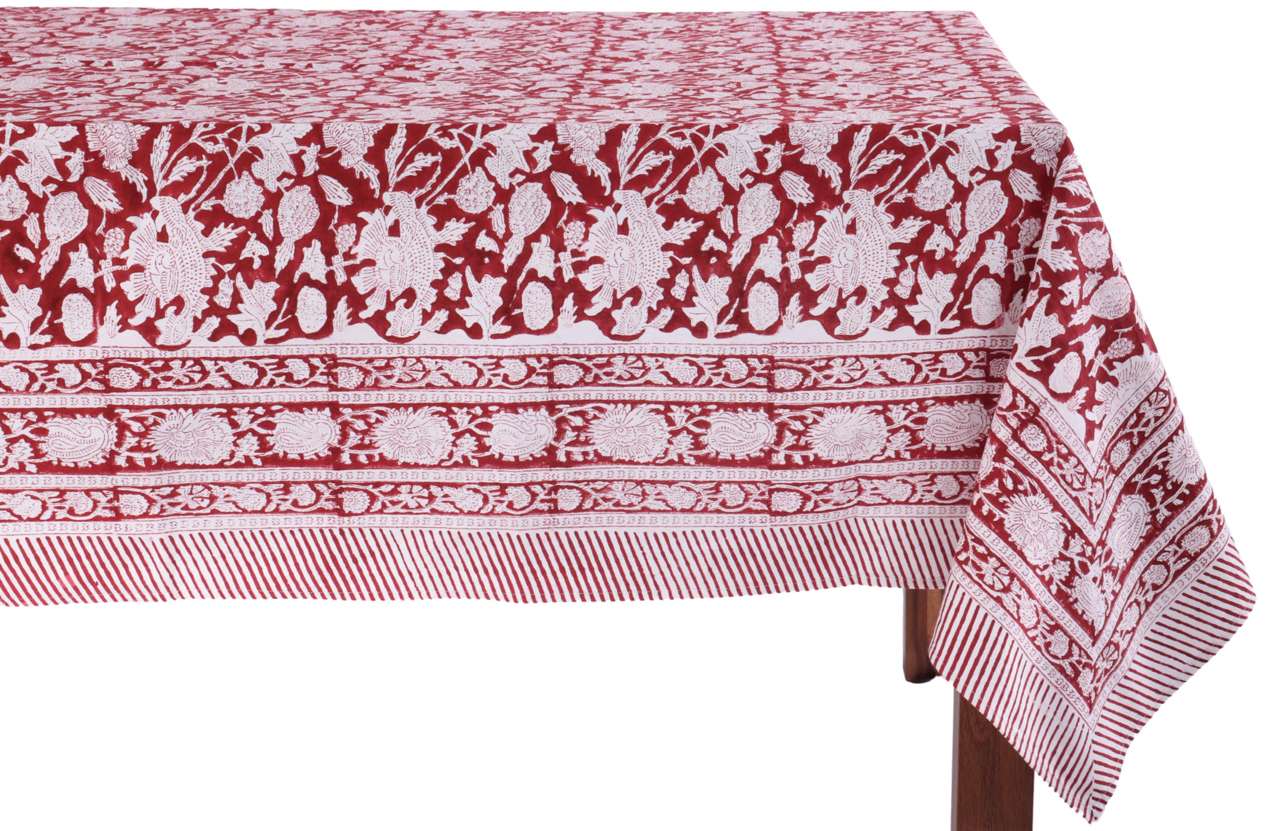 ATOSII Meraki Red 100% Cotton Tablecloth, Handblock Print Rectangle Table Cover for Kitchen Dinin... | Amazon (US)