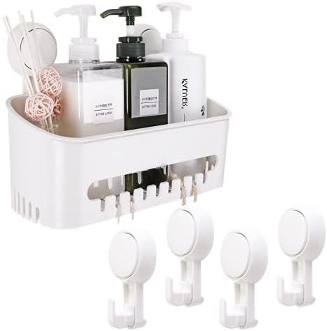 TAILI Shower Caddy Storage Basket + 4 Suction Hooks, Suction Cup Shower Holder For Shampoo, Condi... | Amazon (US)