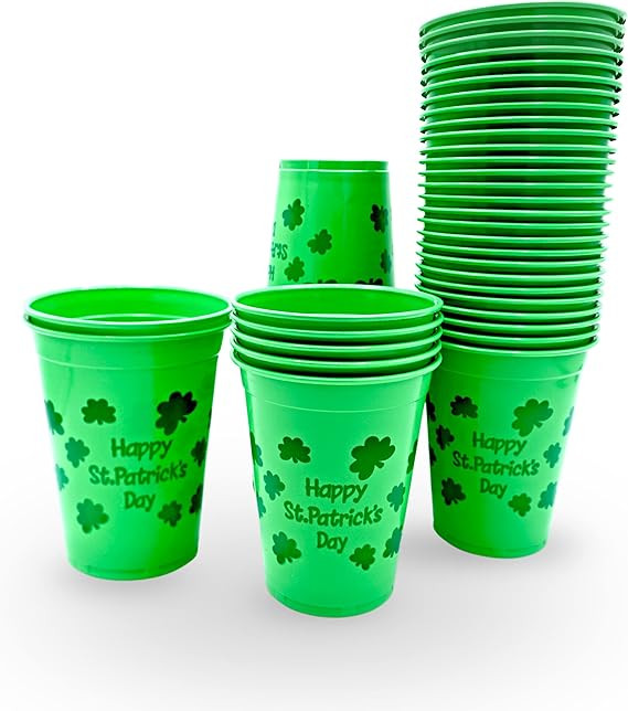 4E's Novelty 50 Pcs St Patricks Day Party Cups Disposable Plastic 16 Oz Bulk Party Supplies for K... | Amazon (US)