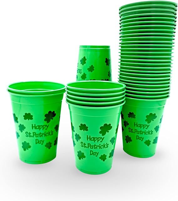 4E's Novelty 50 Pcs St Patricks Day Party Cups Disposable Plastic 16 Oz Bulk Party Supplies for K... | Amazon (US)