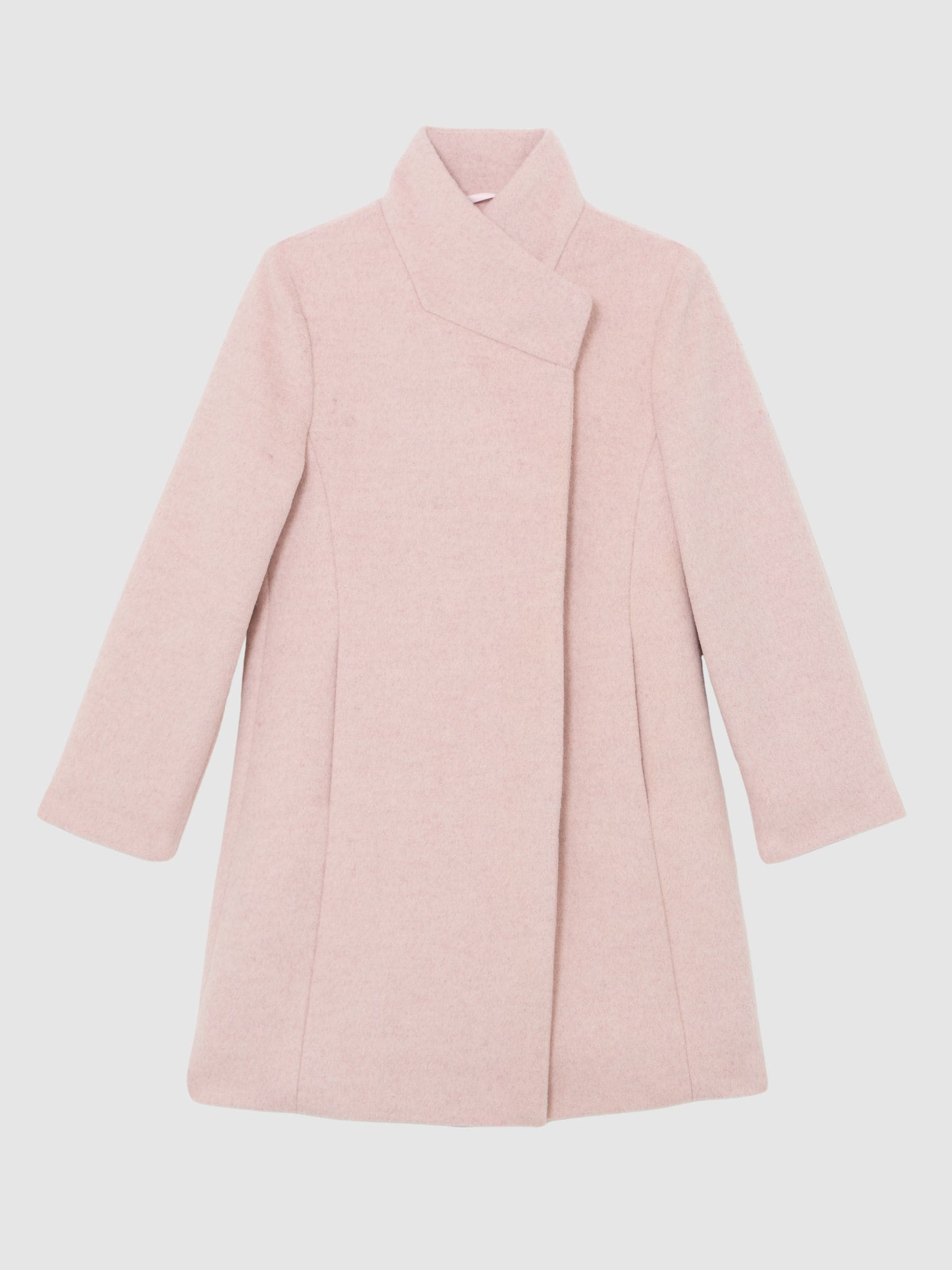 Reiss Reiss Pink Kia 9-13 yrs Wool-Blend Funnel-Neck Coat | Next US