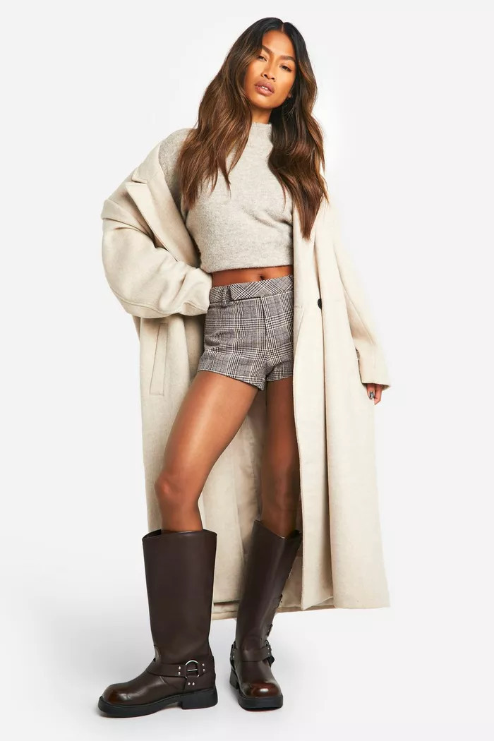 Wool Check Micro Short | boohoo (US & Canada)