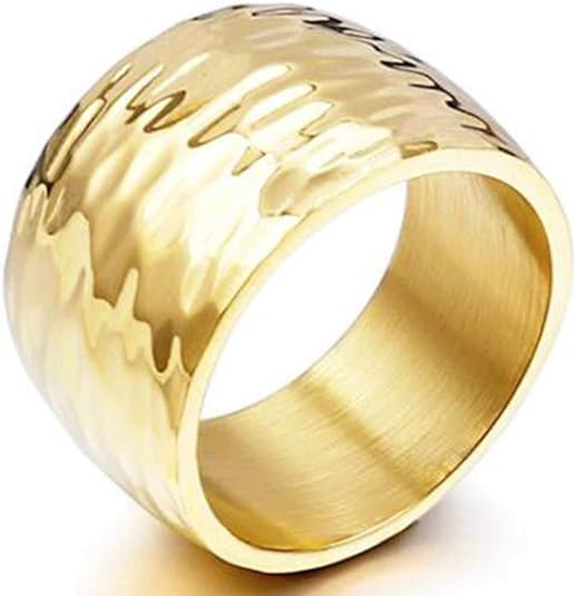 Jude Jewelers 15MM Stainless Steel Classical Simple Plain Hammered Surface Wedding Band Ring | Amazon (US)
