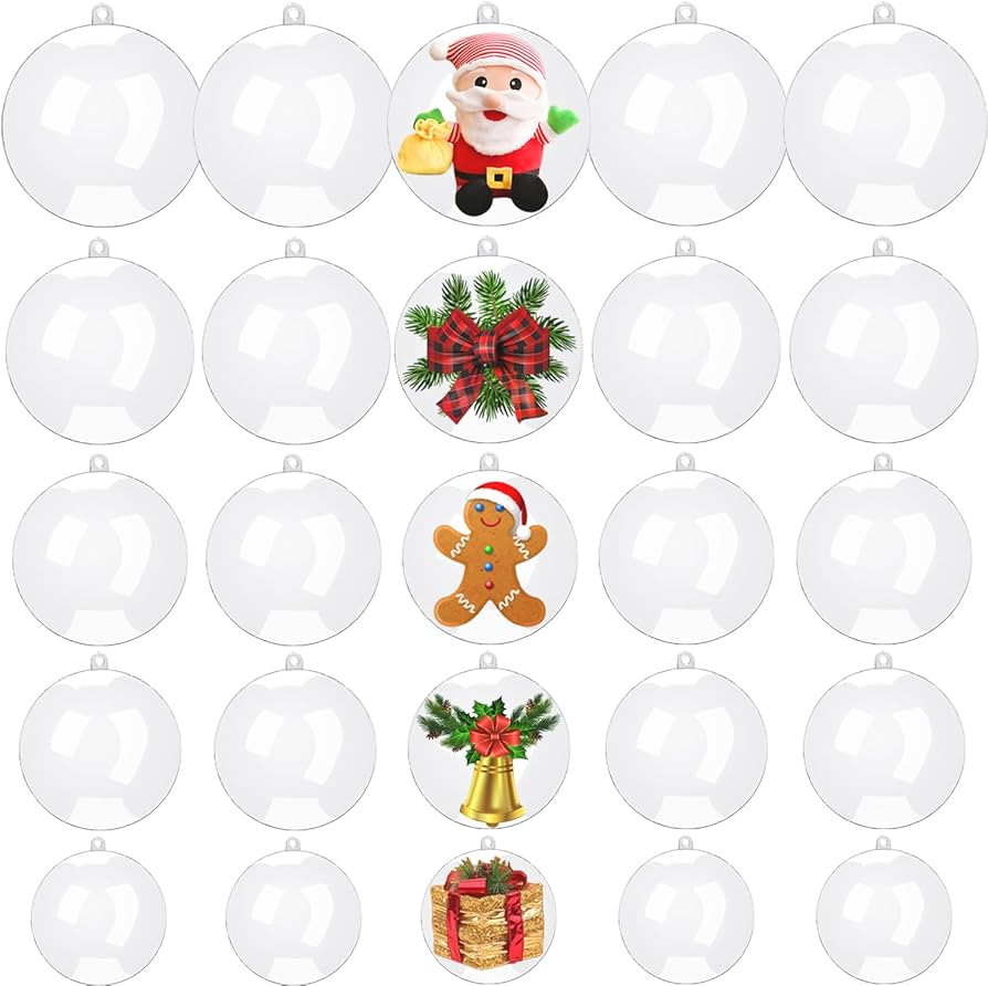 Clear Fillable Ornaments Ball, 25 PCS Transparent Plasti Craft Ornament Balls 5 Different Sizes f... | Amazon (US)