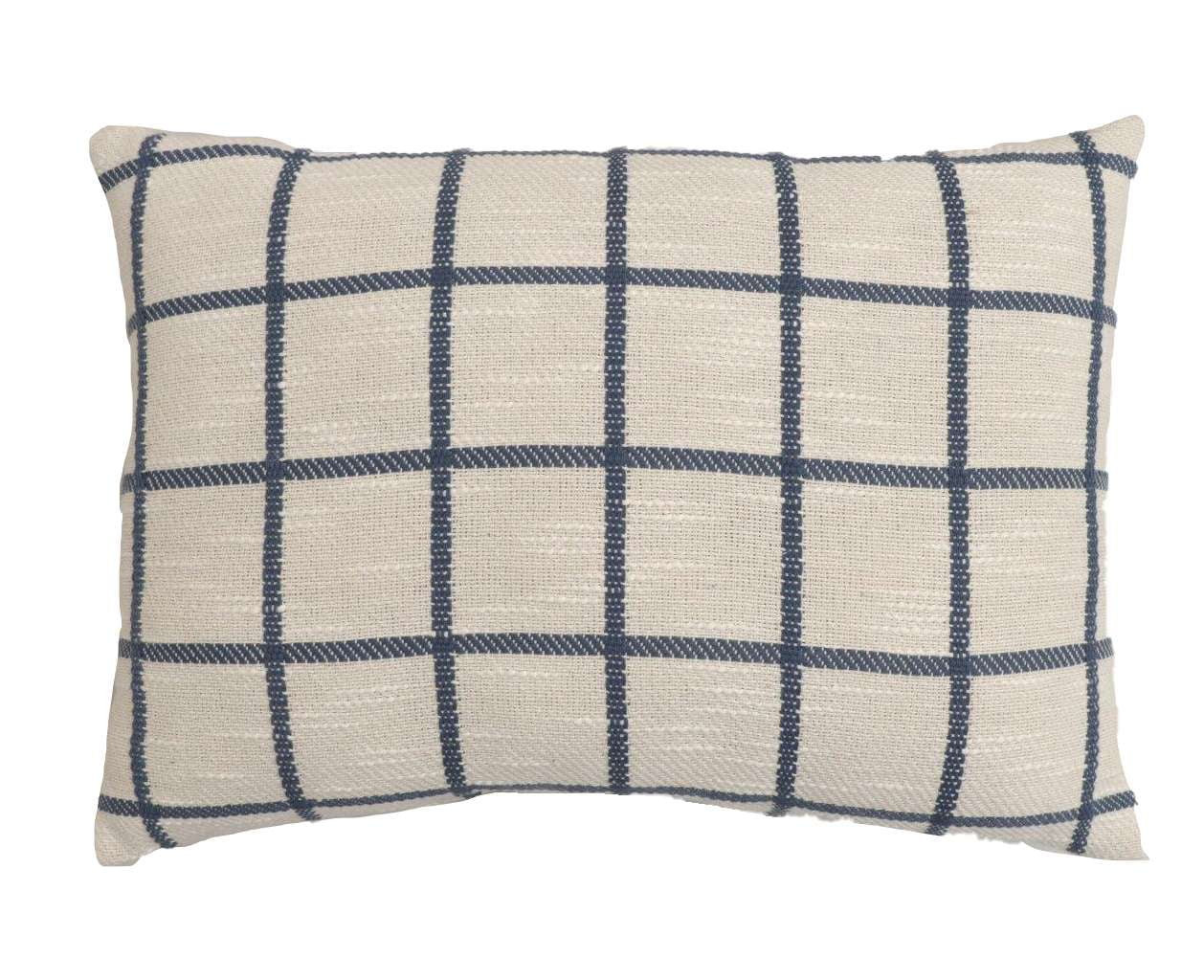 Mainstays Ivory & Blue Windowpane Decorative Pillow, 14" x 20" | Walmart (US)