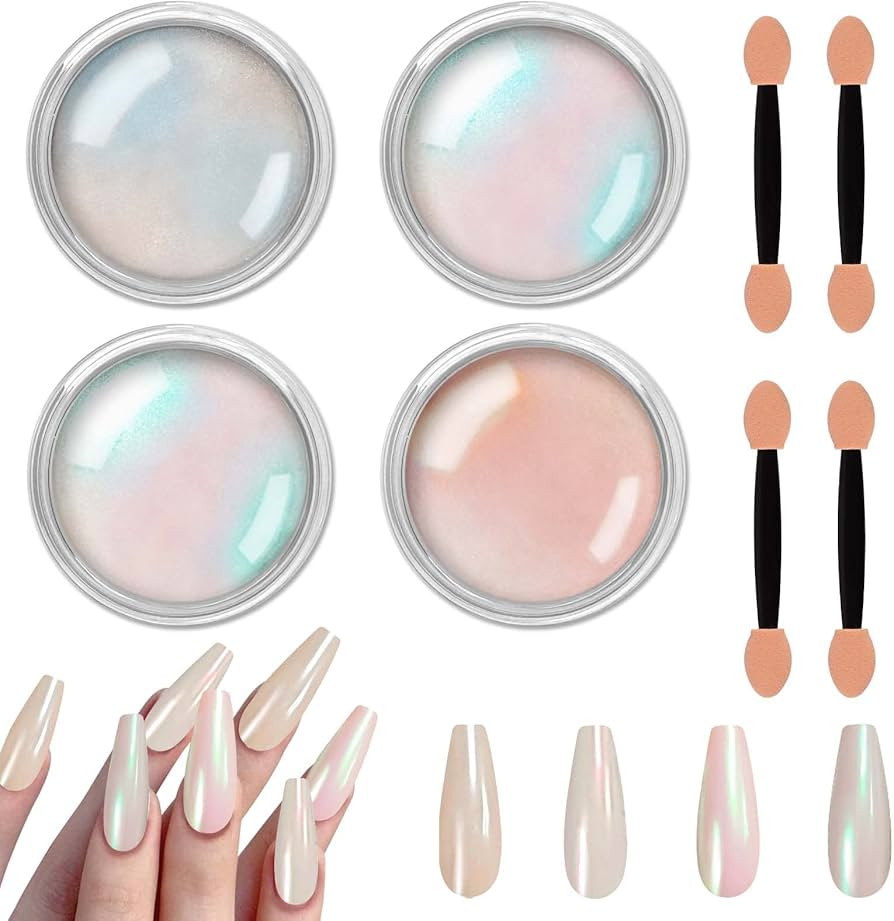 Allstarry Chrome Nail Powder Metallic Mirror Effect Pigment Chrome Iridescent Aurora Nail Glitter... | Amazon (US)