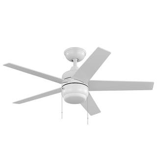 Hampton Bay Mena 44 in. LED Indoor/Outdoor Matte White Ceiling Fan with Light Kit and Reversible ... | The Home Depot
