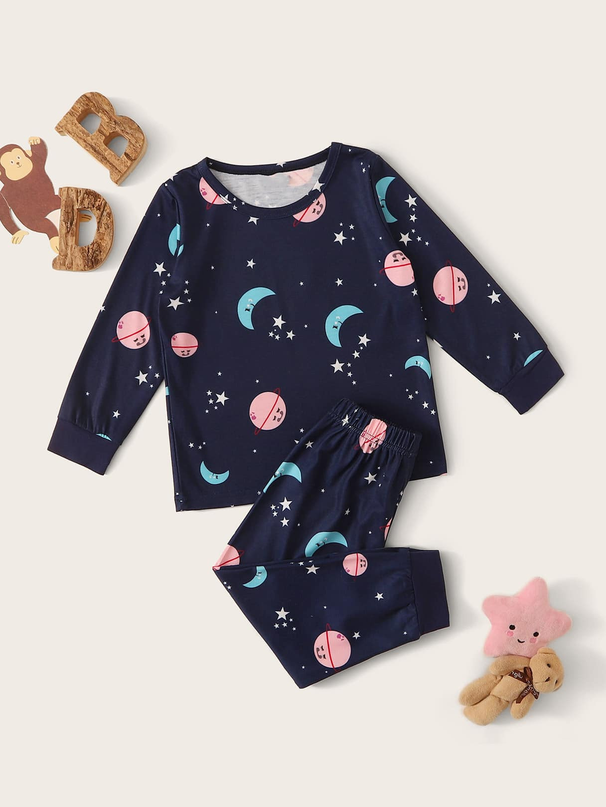 Toddler Girls Galaxy Print PJ Set | SHEIN