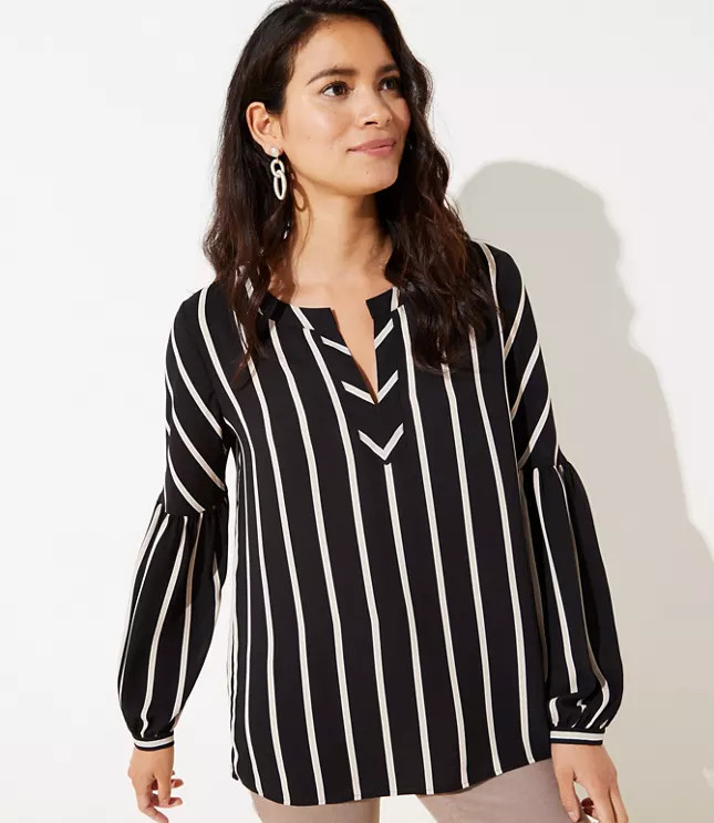 Striped Split Neck Tunic Top | LOFT | LOFT