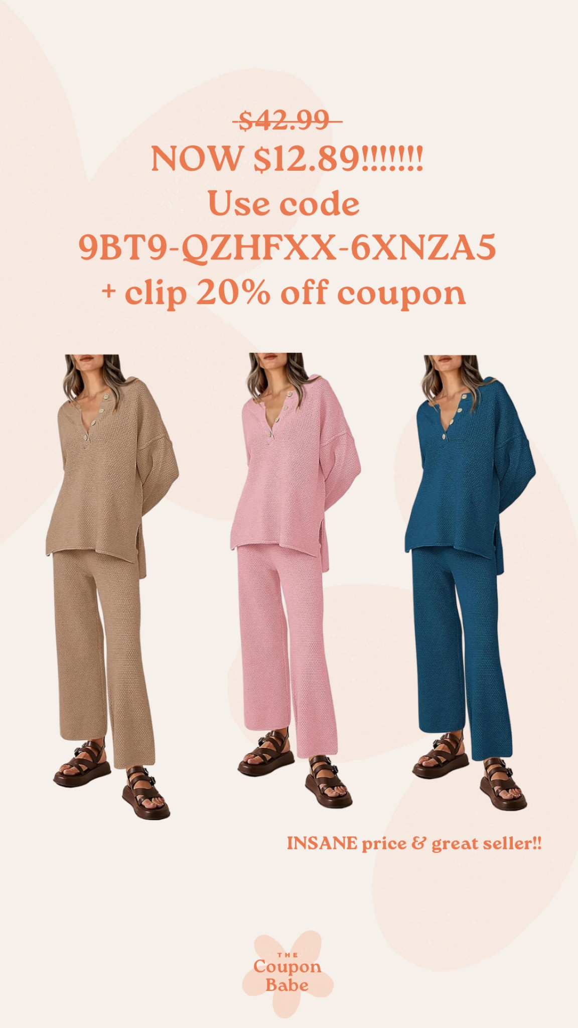 9BT9-QZHFXX-6XNZA5 

Sweater set for only $12!! 

Hailee set, free people, lookalike, doop, Amazon codes, travel outfit, teacher outfit, work from home outfit

#LTKfindsunder50 #LTKstyletip #LTKGiftGuide