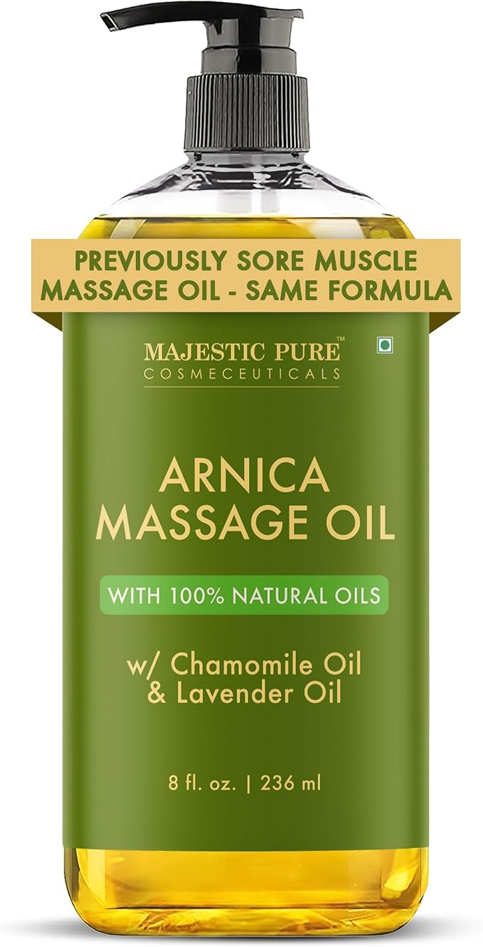 MAJESTIC PURE Arnica Sore Muscle Massage Oil for Massage Therapy - Refreshing and Relaxing - Natu... | Amazon (US)