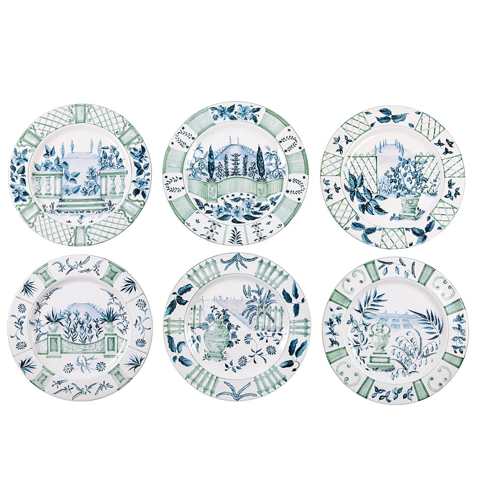 Blue Italian Views Plates Collection, Set of 6 | Over The Moon