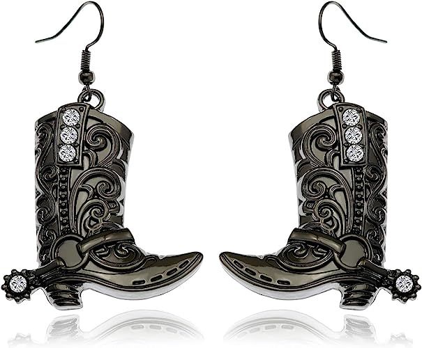 RechicGu Western West Cowgirl Texas Boots Spur Dangle Drop Earrings Rodeo Boho Fancy Dress Costum... | Amazon (US)