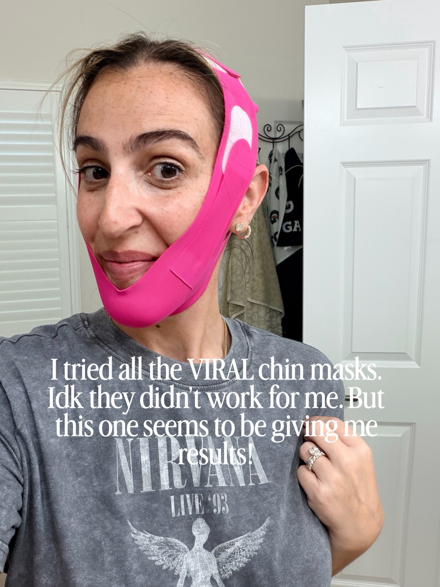 I don't know how this works, but I'll take it. Comfortable, and it doesn't smell, which I'm very sensitive too.  Yes, I can sleep in it!
#chincare #chinshaping #jawline #selfcare 

 #LTKmomlife #LTKselfcare #LTKOver40