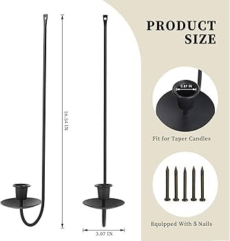 Black Wall Candle Holder Set of 4, Stylish Metal Wall Mount Candle Sconces, Modern Wall Decoratio... | Amazon (US)