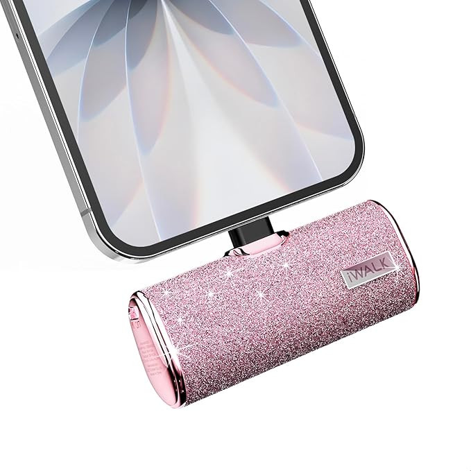 iWALK USB C Portable Charger, 4500mAh Ultra-Compact Small Power Bank, Sparkly Battery Pack Compat... | Amazon (US)
