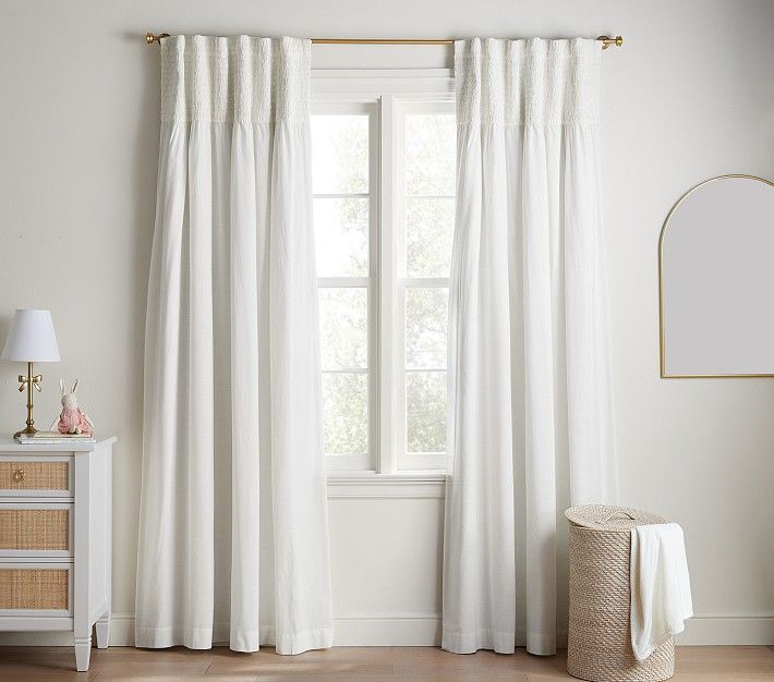 Smocked Top Blackout Curtain Panel | Pottery Barn Kids