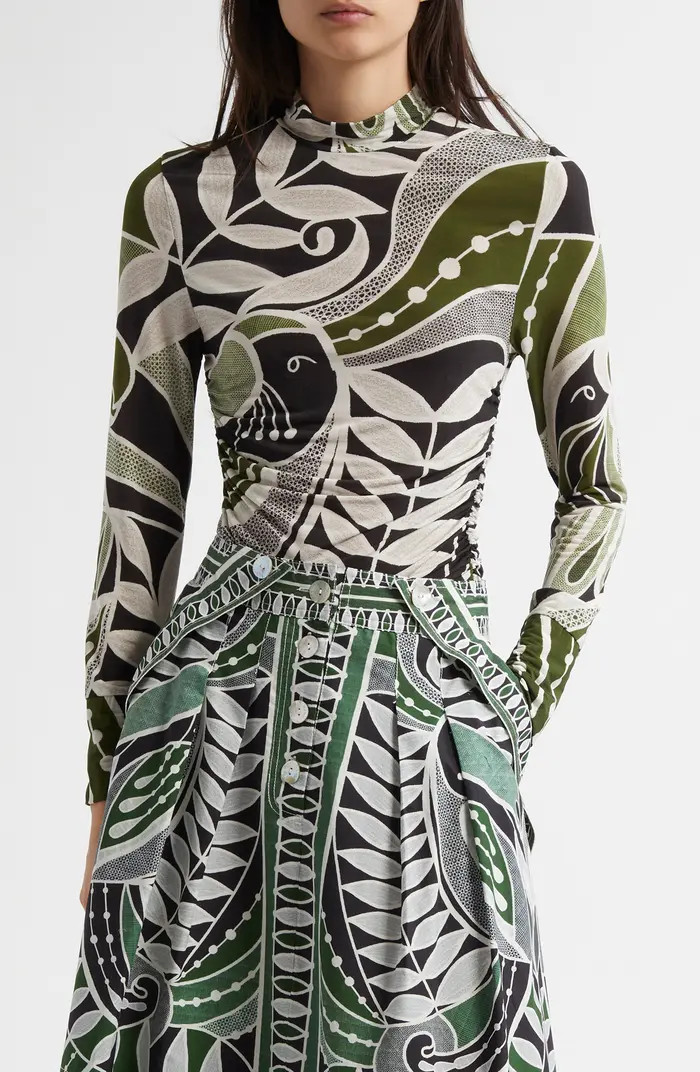 Lace Nature Mock Neck Jersey Top | Nordstrom