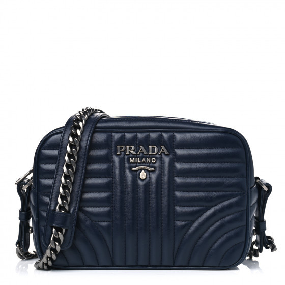 PRADA Soft Calfskin Diagramme Crossbody Bag Baltico | Fashionphile