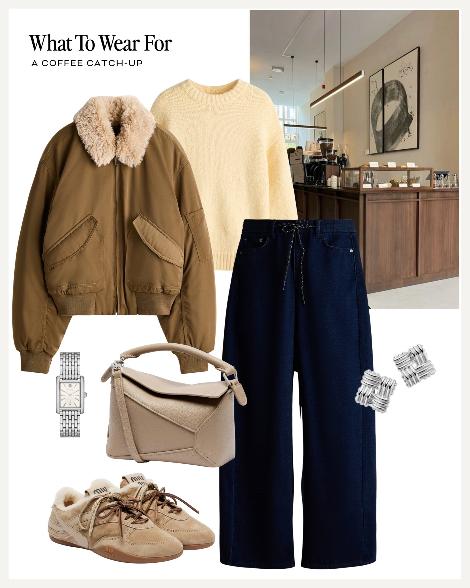 A coffee catchup ☕️ 

H&M new in / winter fashion / faux fur collar / bomber jacket / yellow knit / miu miu suede trainers 

#LTKwinter #LTKuk