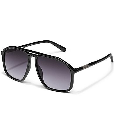 QUAY Unisex Studio Sesh 53mm Aviator Sunglasses - Black/Smoke | Dillard's
