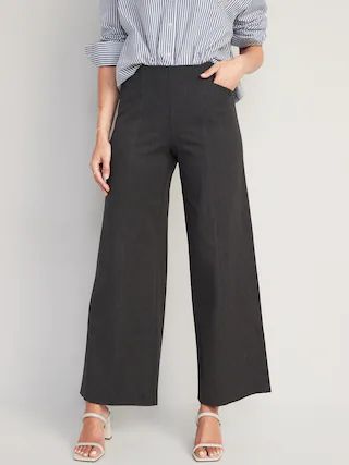 High-Waisted Heathered Pixie Wide-Leg Pants for Women | Old Navy (US)