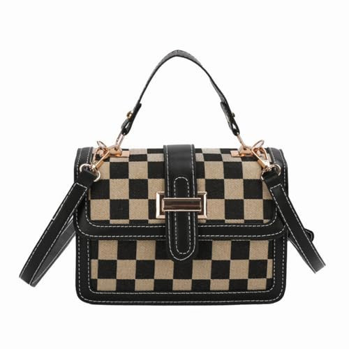 NEBIL Women Checkered Crossbody Bags,Women Checkerboard black and white Cross Body Purses Plaid Handbags (black) | Amazon (US)
