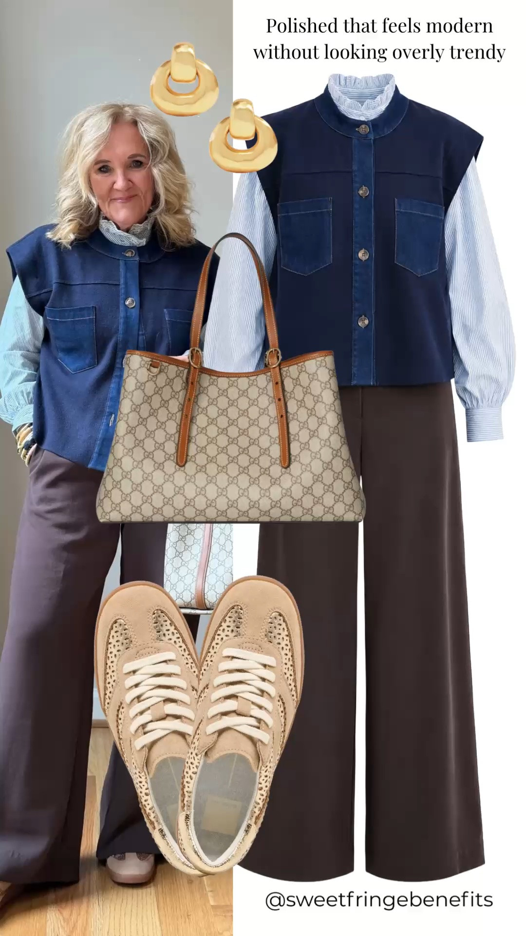 This denim vest is an easy way to add structure without sacrificing comfort. Layered over a feminine blouse with flowy wide leg pants for a polished look that feels modern without looking overly trendy.

💡 LTK MADE EASY
❤️ Heart = Support my posts!
🔖 Save = Get sale & restock alerts
📋 Lists = Keep favorites organized
📲 Share = Send lists and products to a friend. Hello, Christmas List!
💬 Comment = Ask me anything about what I'm wearing.:-)

#LTKootd #LTKOver40 #LTKTravel