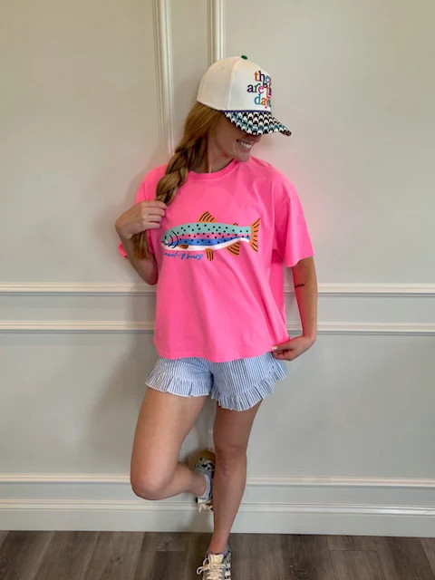 Reel Cute Rainbow Trout Crop Tee | Poppy & Pine