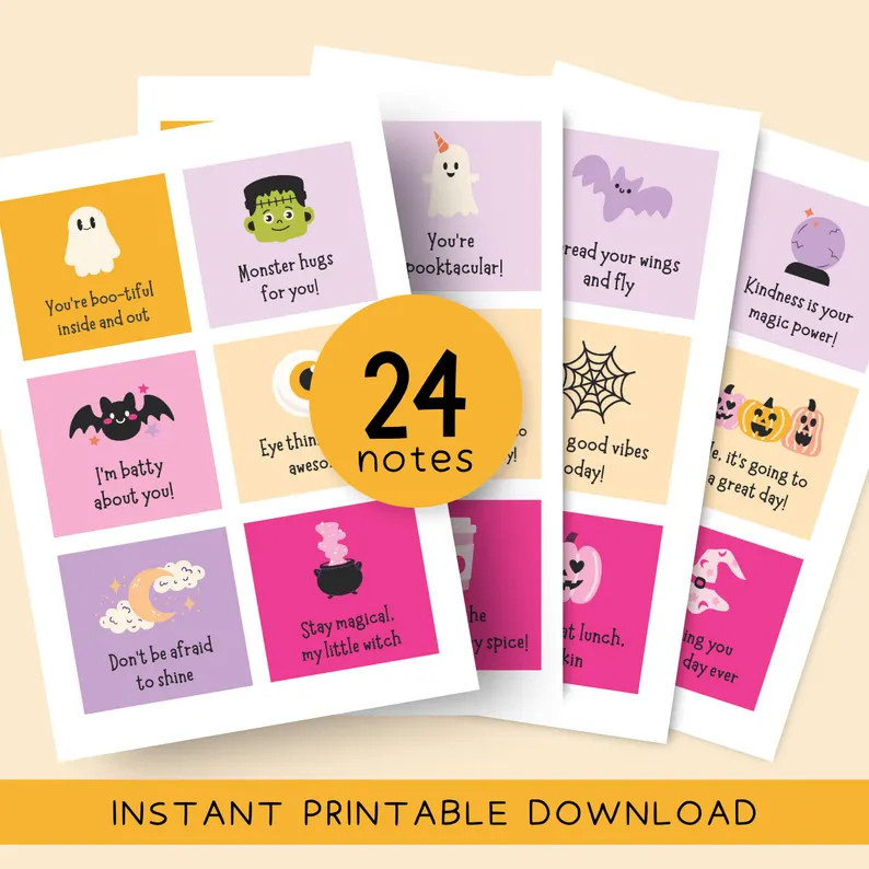 Halloween Lunchbox Notes for Kids, Halloween Lunch Box Notes, Lunchbox Love Positive Affirmation ... | Etsy (Global)