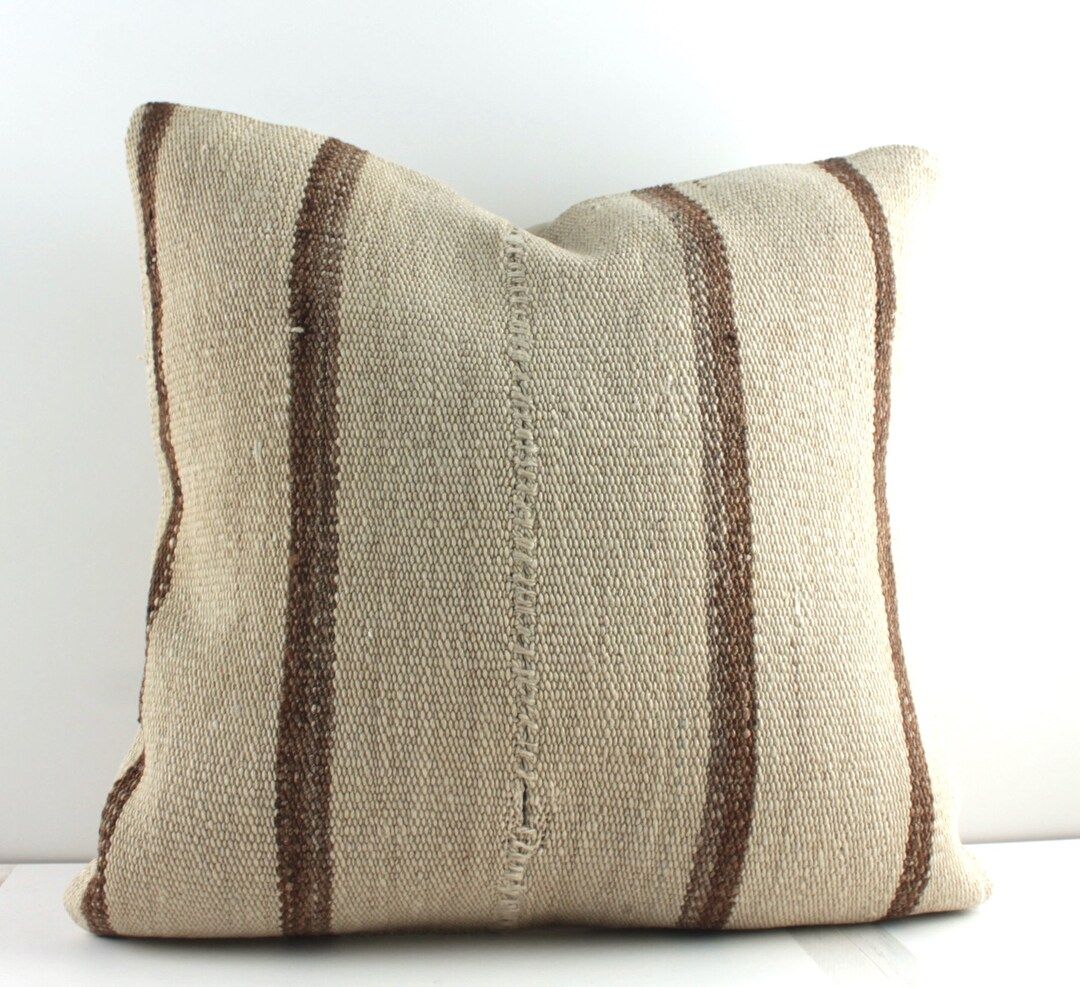 Turkish kilim pillow 18x18,Beige brown kilim pillow ,kilim pillow cover,handmade kilim pillow,kil... | Etsy (US)
