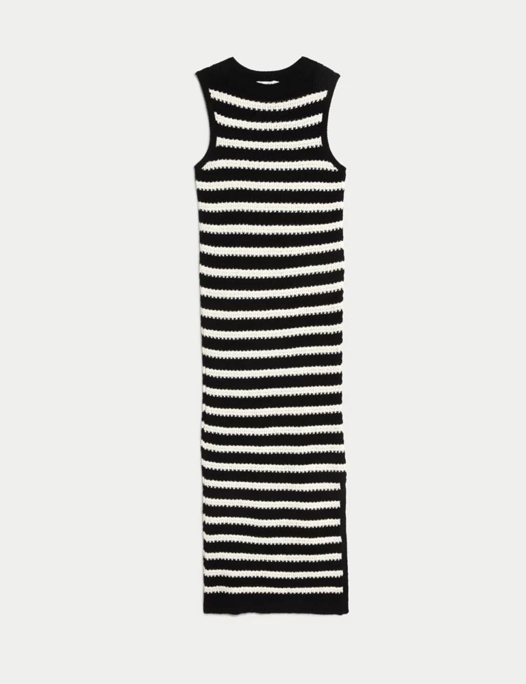 Cotton Rich Striped Midi Knitted Dress | Marks & Spencer (UK)