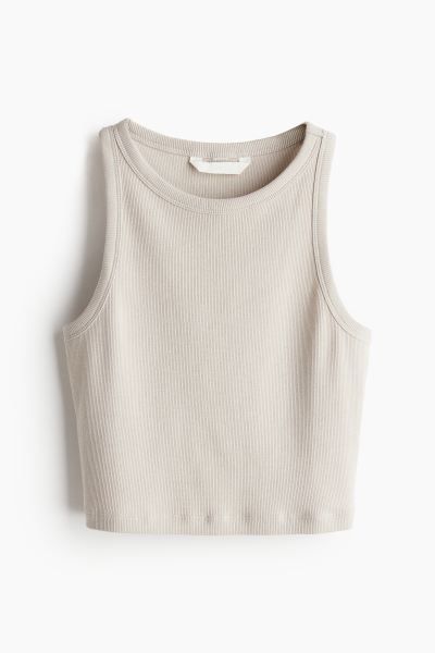 Cropped vest top - Light greige - Ladies | H&M GB | H&M (UK, MY, IN, SG, PH, TW, HK)