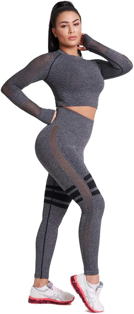 Workout Sets Women 2 Piece Yoga Fitness Clothes Exercise Sportswear Legging Crop Top Gym Clothes | Amazon (US)