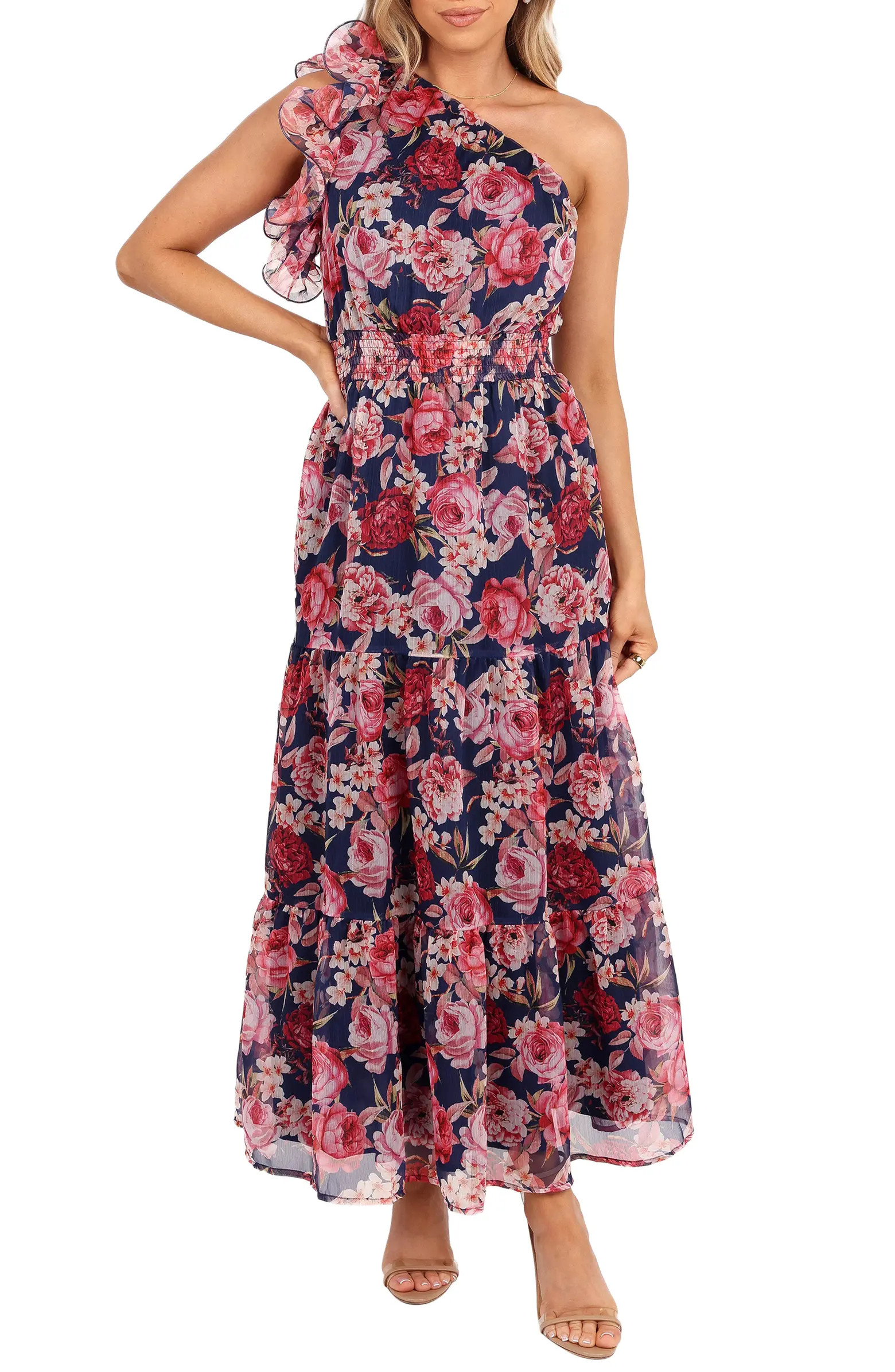 Layley One-Shoulder Floral Chiffon Maxi Dress | Nordstrom