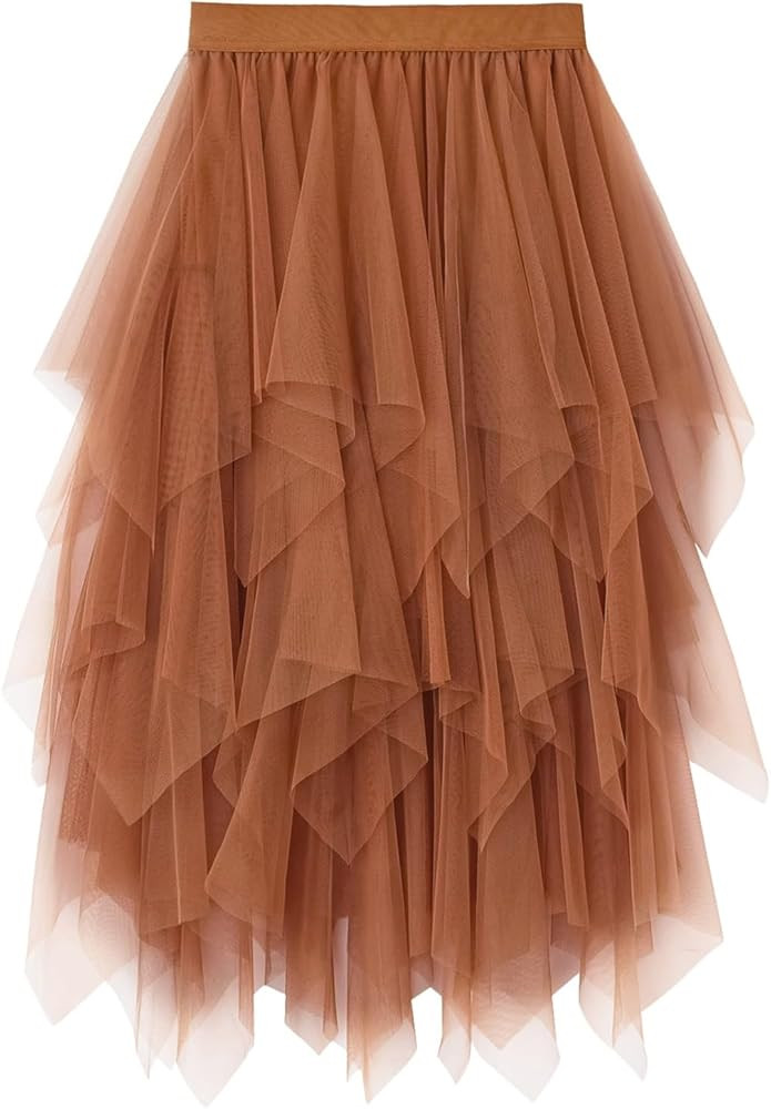 Reaowazo Tulle Skirts for Women Midi Long Fairy Skirt Tutu A-Line Mesh Layered High Elastic Waist... | Amazon (US)