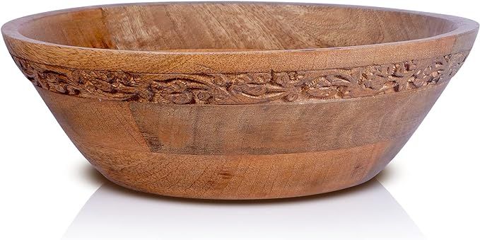 Mela Artisans Wood Decorative Bowl - Large, Burnt Finish | Wooden Fruit Bowl | Decorative Bowl Ho... | Amazon (US)