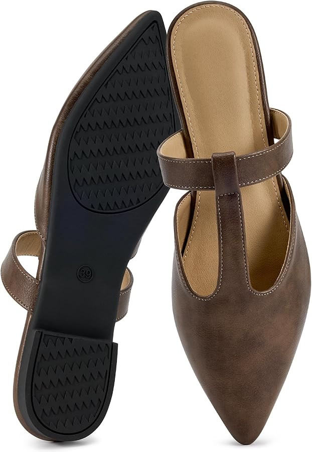 Alicegana Mules for Women Slingback Flats: Comfortable Pointed Toe Slip On Backless Loafers Busin... | Amazon (US)