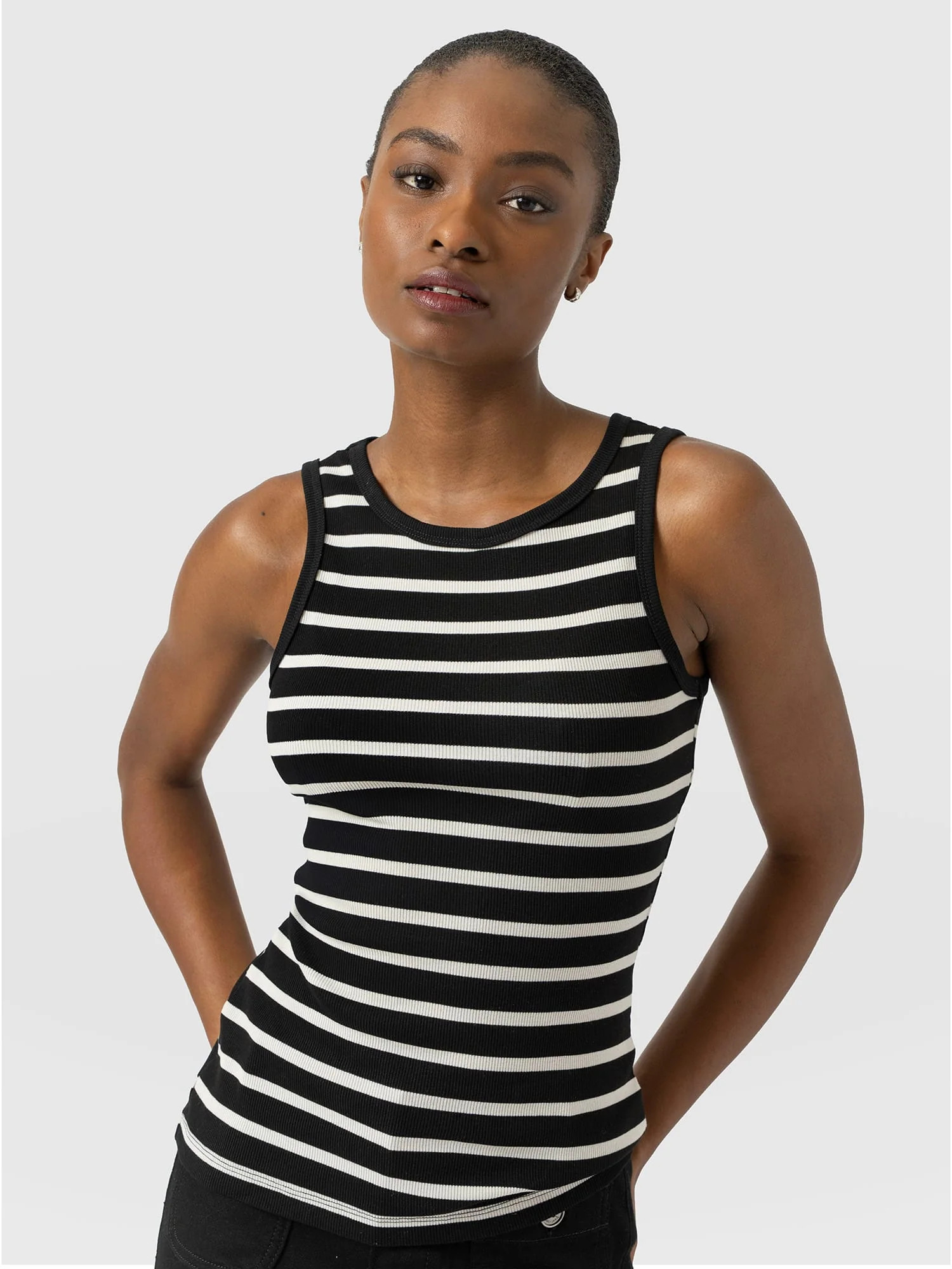 Nova Racer Vest - Black & White Stripe | Saint + Sofia