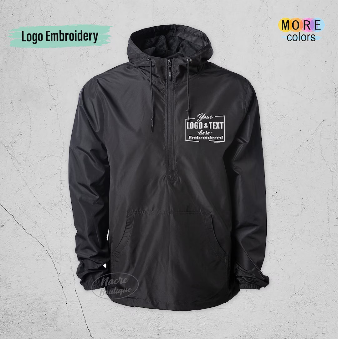 Custom Monogrammed Quarter Zip Pullover Jacket, Personalized Half Zip Windbreaker Jacket, Lightwe... | Etsy (US)