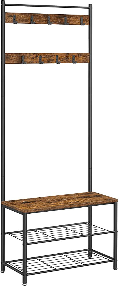 VASAGLE Coat Rack, Hall Tree with Shoe Storage Bench, Entryway Bench with Shoe Storage, 3-in-1, S... | Amazon (US)