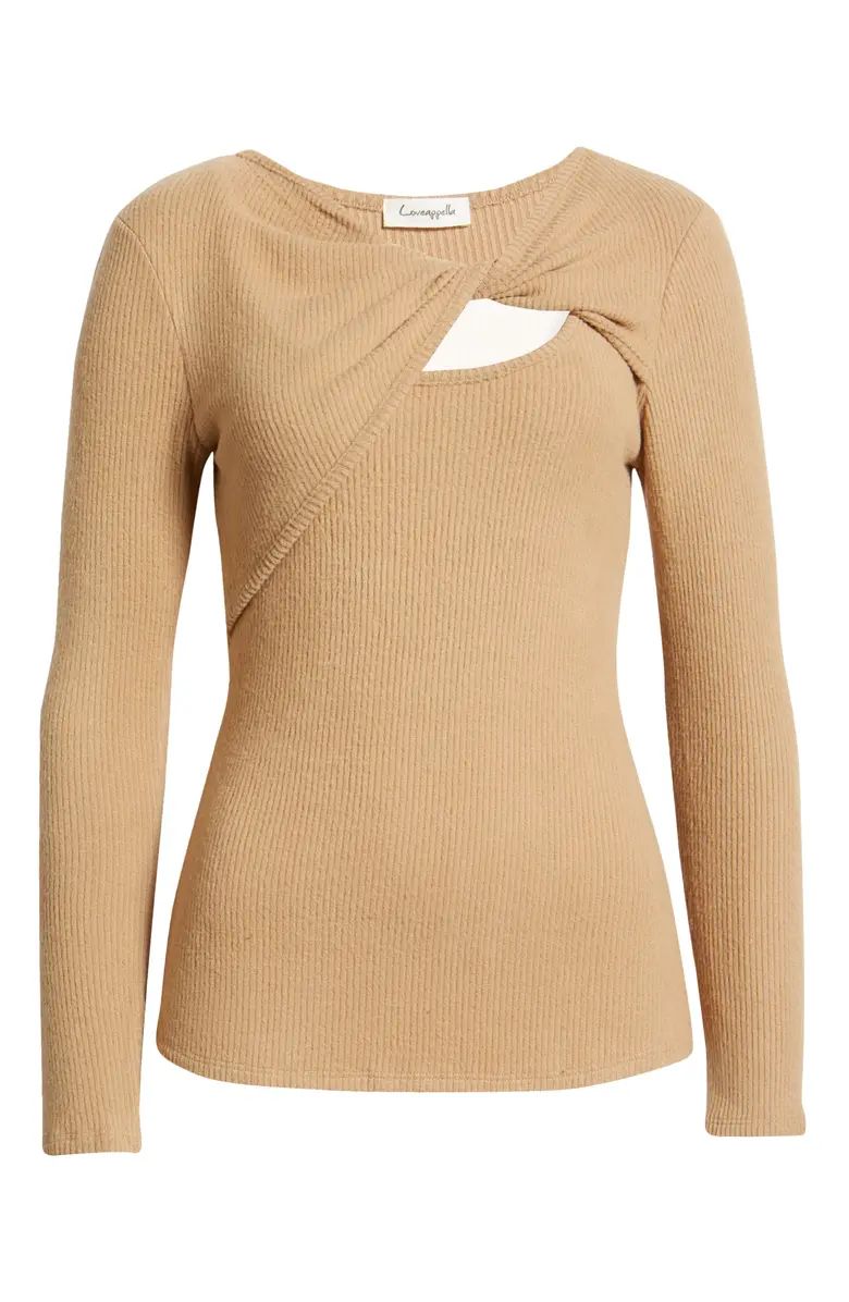 Loveappella Twist Neck Long Sleeve Top | Nordstrom | Nordstrom