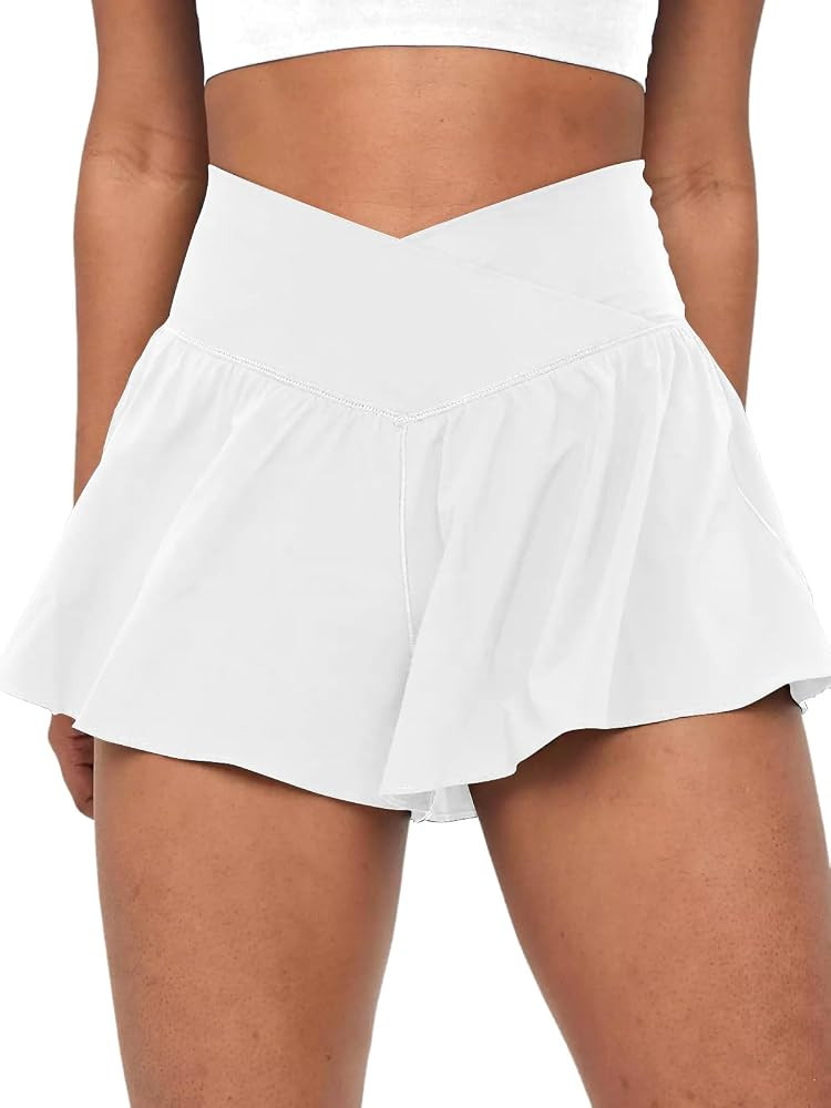 Crossover Flowy Shorts for Women 2 in 1 Athletic Butterfly Running Shorts Tennis Gym Workout Skor... | Amazon (US)